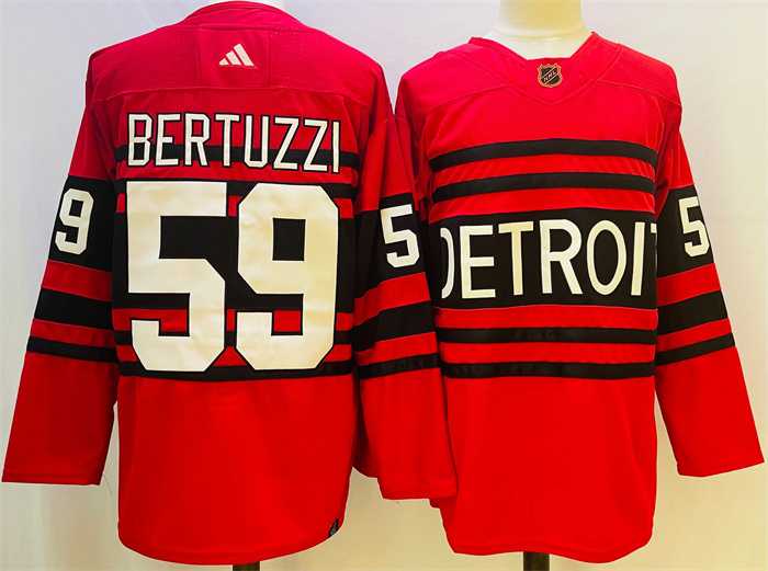 Mens Detroit Red Wings #59 Tyler Bertuzzi Red 2022-23 Reverse Retro Stitched Jersey